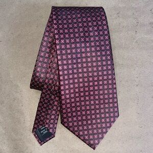 Vía Europa • Men’s Geo Print Silver Shimmer Tie • 100% silk